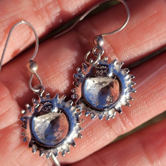 Sterling silver 925 gold boho hippie flower child sunflower earrings - Picture 6 of 13